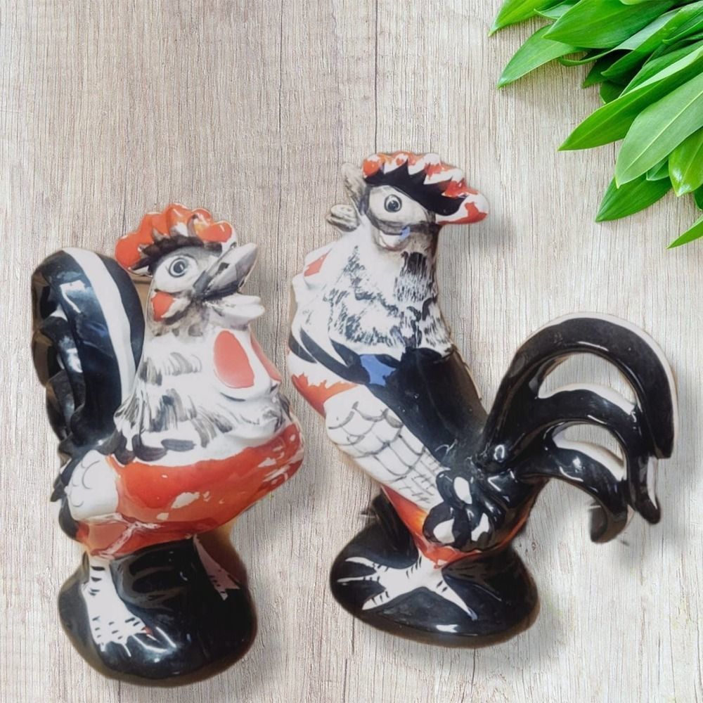 Vintage 1950's Handpainted Roosters